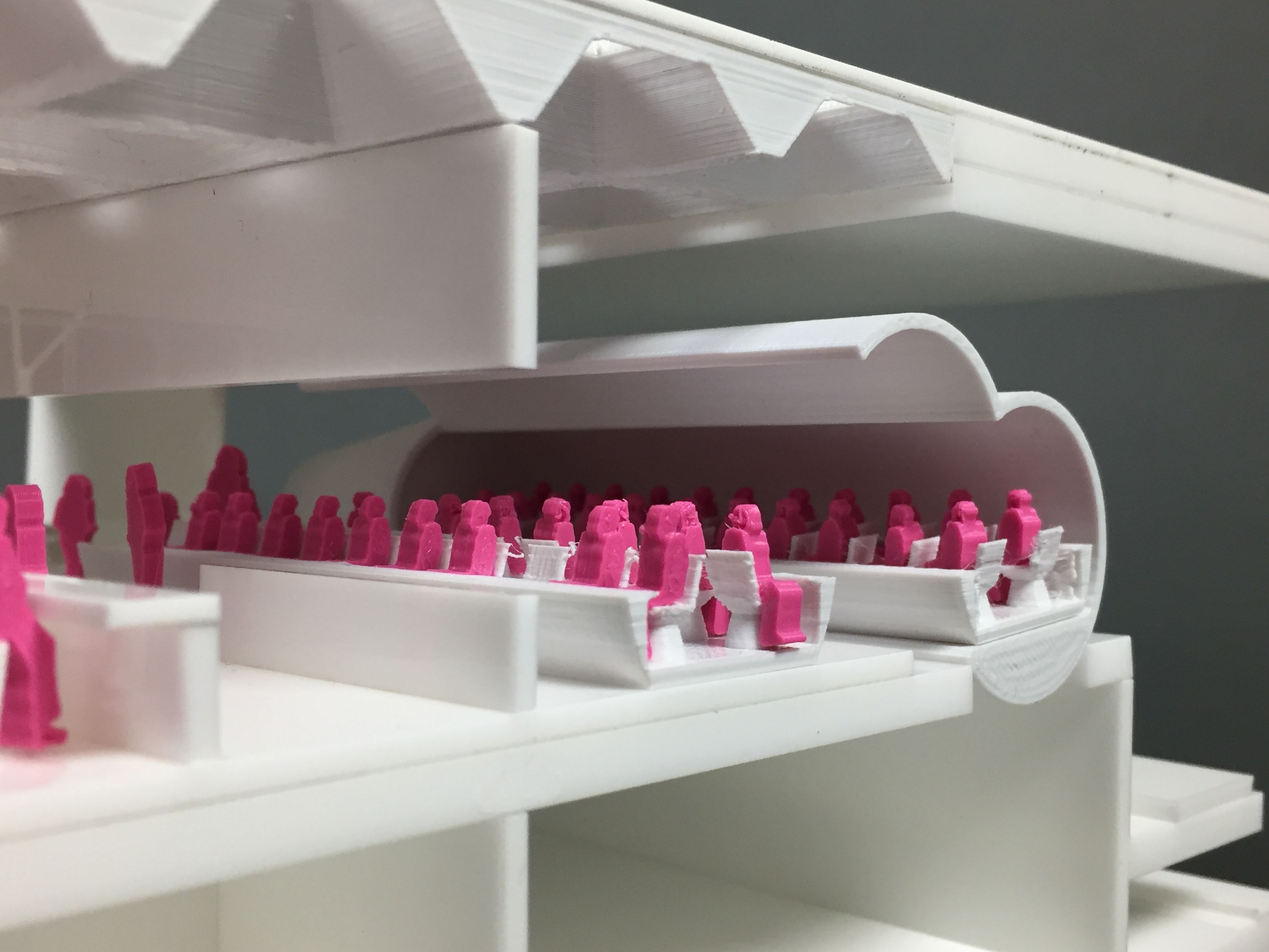 Detail of loading sleds inside a departing pod.