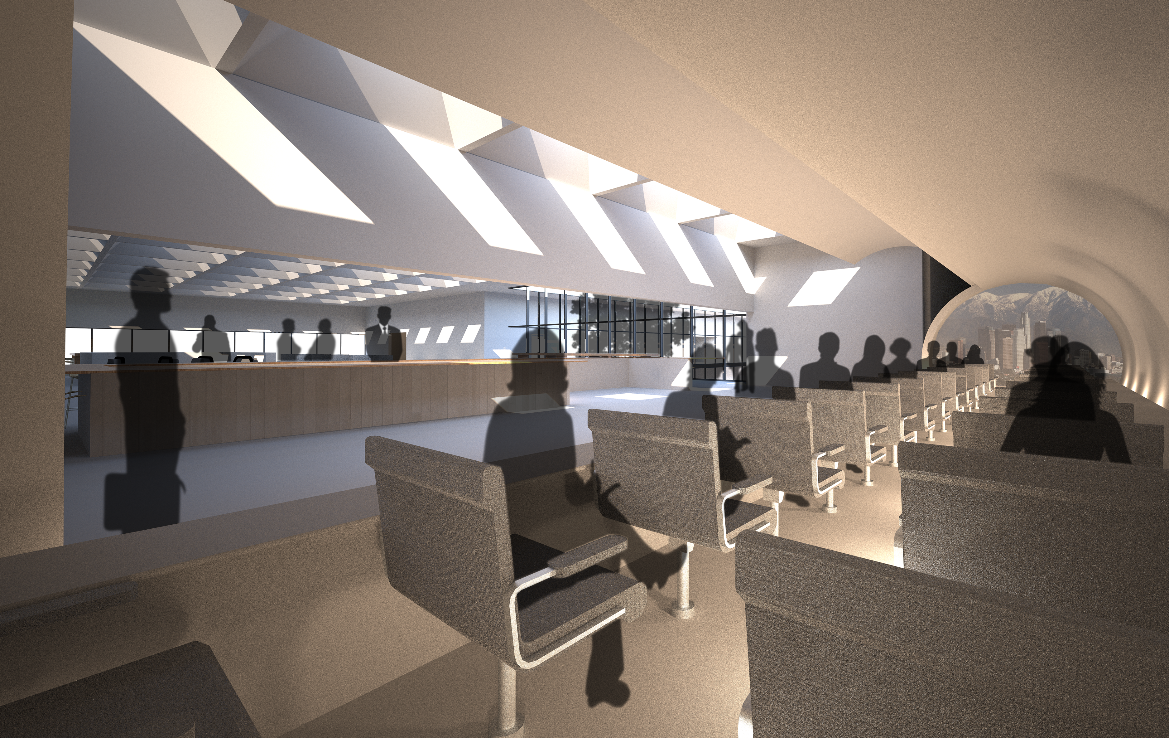 The doors of the pod remain open to the cafe environment as the sled is loaded.