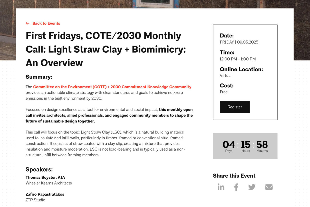 Thomas Boyster Speaking at AIA COTE/2030 “First Fridays” Call